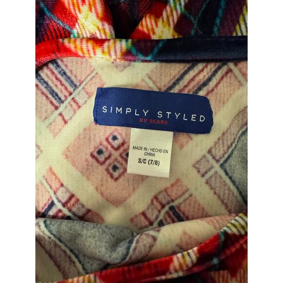 Simply Styled Girls Red/Blue Plaid Velour Holiday Dress, Size 7/8 - Picture 4 of 5